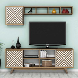 Hanah Home Mueble de TV Nogal y Blanco